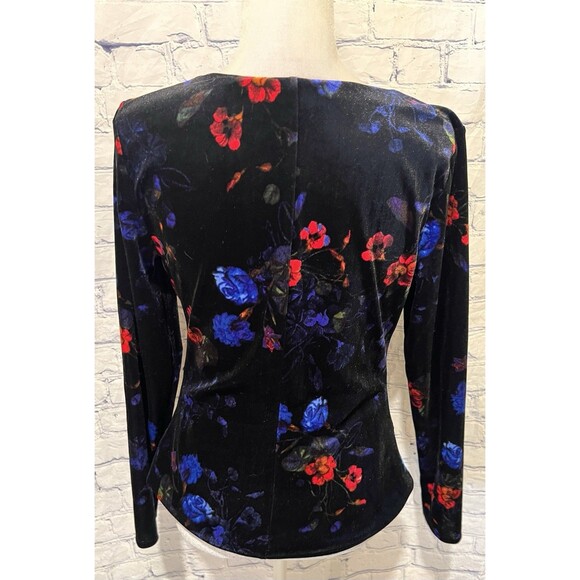 INC Women's Printed Asymmetrical-Neck Velour Top Created for Macy's Black Size M - Picture 4 of 7